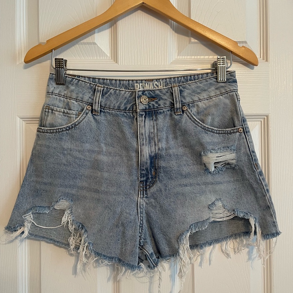 Rewash Blue Jean Shorts Distressed High Waisted - Size 3